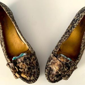 Leather animal print loafer